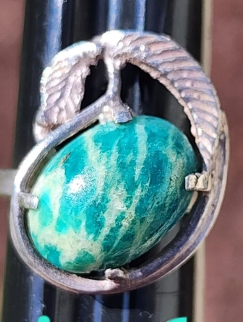 Vintage sterling silver ring size 6 Amazonite stone Danish finish Baltic…